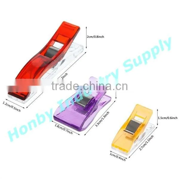 3 Different Size Clear Plastic Clip for Sewing Quilting Fabric Binding photo-6