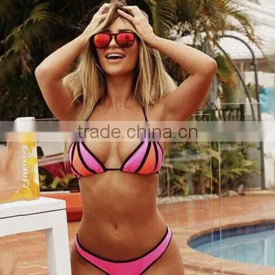 Sexy Women Bikini Set Push Up Striped Triangle Bathing Suit Beach Swimwear photo-2