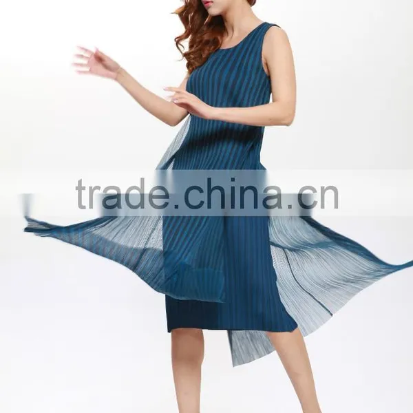 Korean New Style Vertical Stripes Tight Women Crumple Dress photo-2