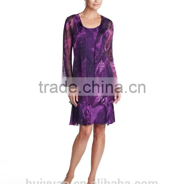 Long Sleeve Knee Length Prom Dress photo-2