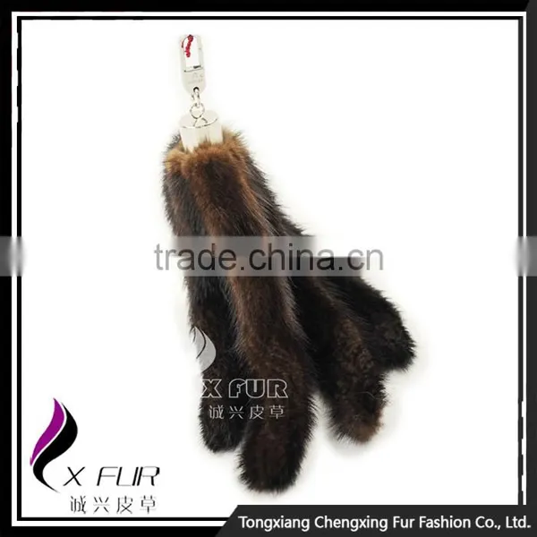 CX-R-20 2016 New Fashion Handmade Mink Tail Fur Metal Keyring photo-2