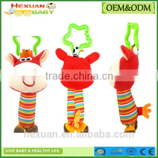 New Animal Dog Soft Stuffed Plush Crib Bed Hanging Hand Rattles Baby Toys photo-2