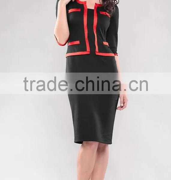 Elegant Contrast Ladies Office Suit Fashion Stylish Woman Suit 2015 photo-4