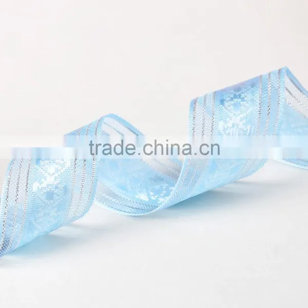 Silver Edged Sheer Ribbon With Satin Center photo-2