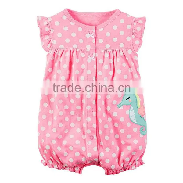 Summer Short Sleeves Cartoon Cotton Newborn Baby Girls Boys Jumpsuits photo-6