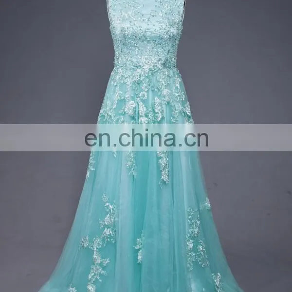 Heavy Beading and Applique Evening Dress Jewel Neckline Embroider Prom Dress 2017