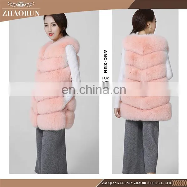 2016 Fashion Long Type Real Fur Coat Dyed Fox FurJacket /Fox Fur Vest For Lady photo-5