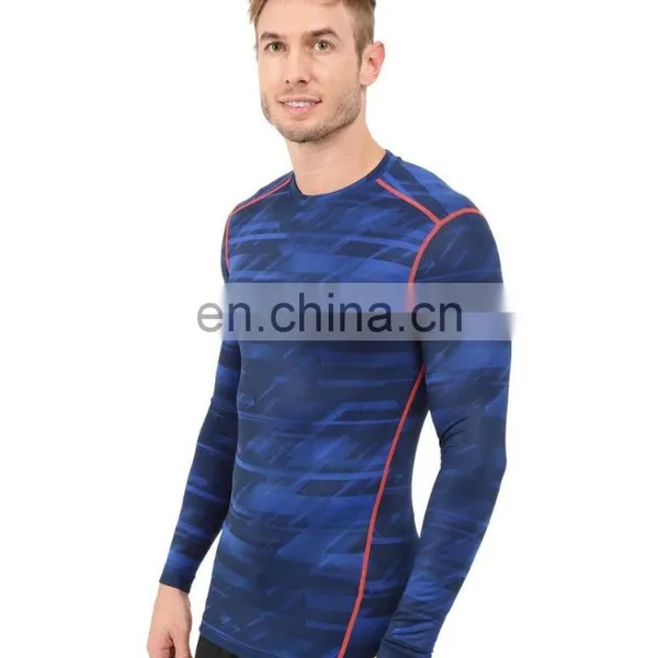 Polyester / Elastane Stretch Workout Compression Wear Sports Men Long Sleeve t Shirts photo-2