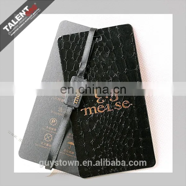 Custom Private Design Black & Withe Embossing Paper Hot Stamping Gold Hangtag for Clothing photo-4