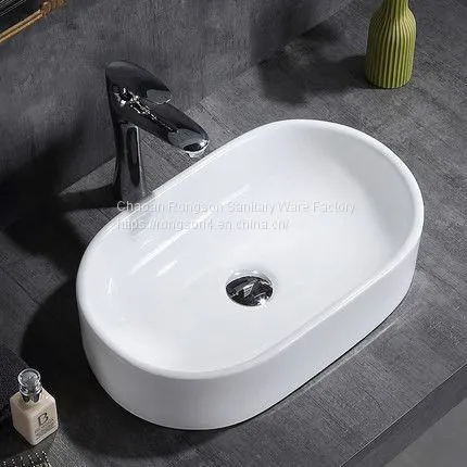 Chaozhou Good Design Ceramic White Deep Washing Dinner Oval Basin Sink With no Hole for Sale