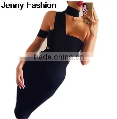 Summer Dress Jenny Fashion Pre Order 2016 New Summer Black High Neck Sey Women Night Club Bandage Dress Bandage Bodycon Women We