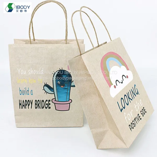 Custom Logo White Brown Kraft Paper Shopping Bags for GiftHot Sale Products photo-3