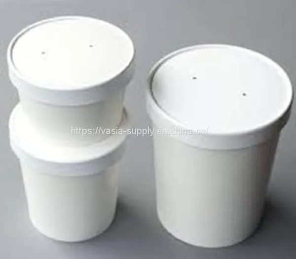 Paper Soup Container With Lid 8oz White-Ice Cream Container White Container-White Paper Dessert Cups photo-2