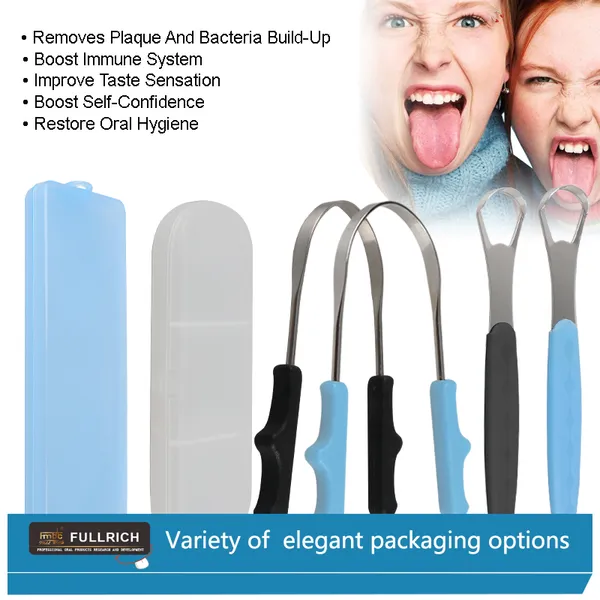 Hot Sell Stainless Steel Tongue Cleaner Scraper With Colorful Handle for Oral Care photo-2