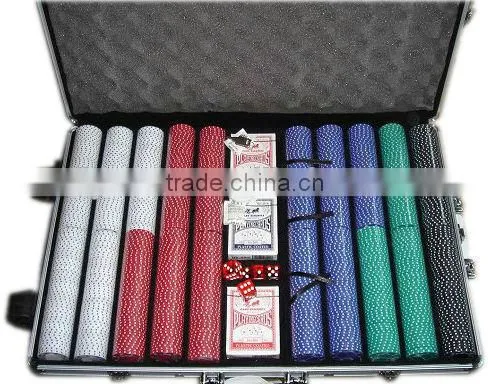 1000pcs Dice Poker Chip Set in Silver Round Corner Aluminum Case for Casino photo-2