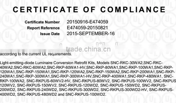 SNC Manufacturer Factory Price LUMILEDS UL CUL DLC Certified LED Retrofit Kit 200W 4000K,4500K,5000K,5700K photo-4