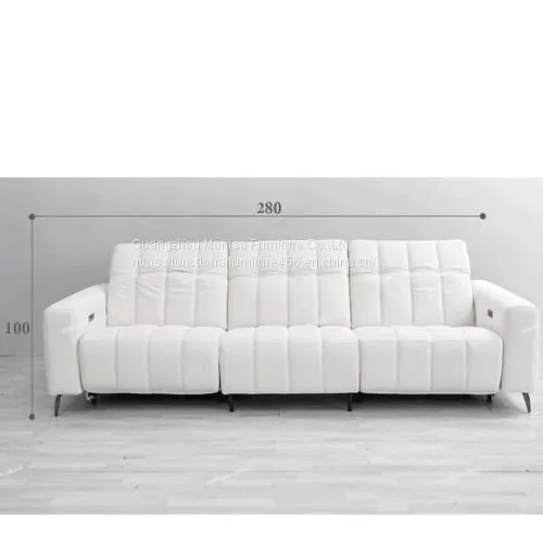 Modern Minimalist Caterpillar Beige White Fabric Multifunctional Sofa Size Apartment Living Room Three-Seat Sofa photo-3