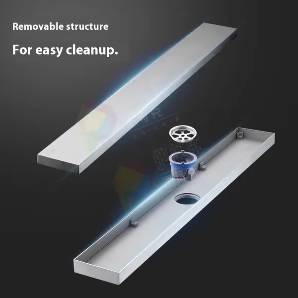 8cm Wide 304 Stainless Steel Invisible Linear Hidden Floor Drain Modern Design for Bathroom Shower Toilet Room Deodorant Use photo-4