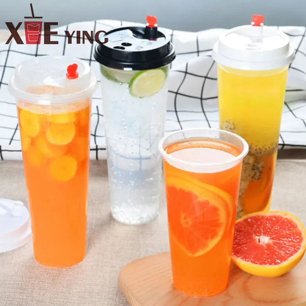 Fashion Custom Logo pp Injuection Cups Disposable Plastic Smoothie Boba Bubble Tea Cups