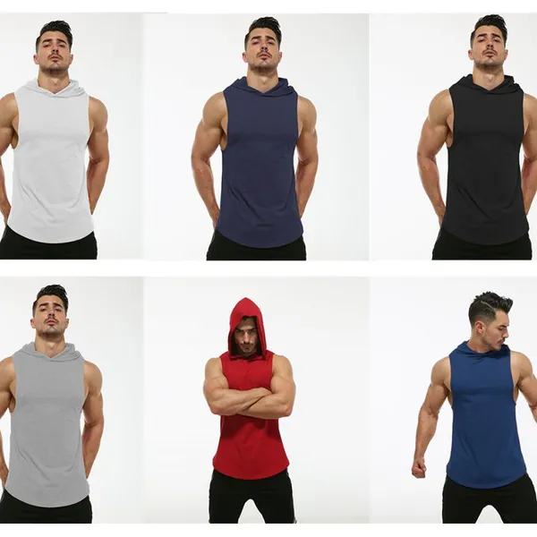 Wholesale Sports Hoodie Tanks Tops Gym Apparel Training Muscle Tank Top for Men Fitness Vest Bodybuilding Clothing