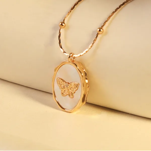 Butterfly Shell Album Photo Frame Necklace, Retro Hot Selling New Product Opening Necklace, Lover Necklace