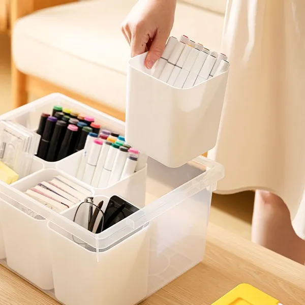 Plastic Storage Box With Removable Tray Craft Organizers and Storage Clear Storage Container for Organizing Bead, Tool, Sewing, Playdoh