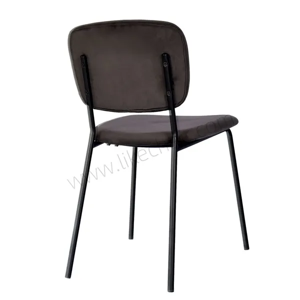 Luxury Modern Velvet Upholstered Dining Chair With Black Ripple Legs for Hotel Use photo-4