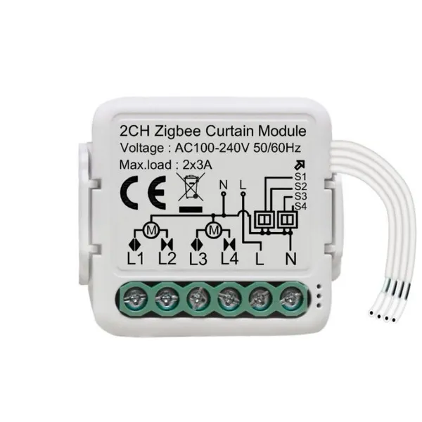 Tuya Smart AC100-240V 2 Gangs Wi-Fi Curtain Switch Module