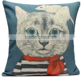 2015 Hot Sale Cat Printing Cushion,lovely Cat Art Style Pillow,couple Pillow photo-2