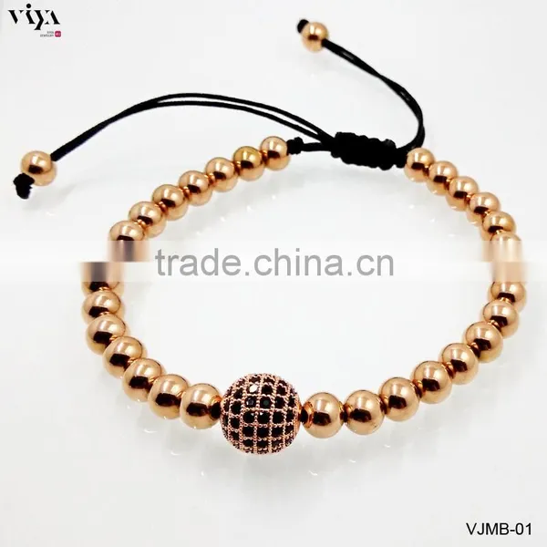 Hot Sale Men Bracelet 18k Gold Satiness Steel Beads Bracelet Fashion Chinese Knot Bangle photo-6