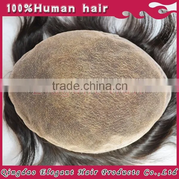 Qingdao Hairpiece Factory Unprocessed Brazilian Virgin Hair Bleach Knots Full Lace Hair Piece Toupee for Black Men photo-5