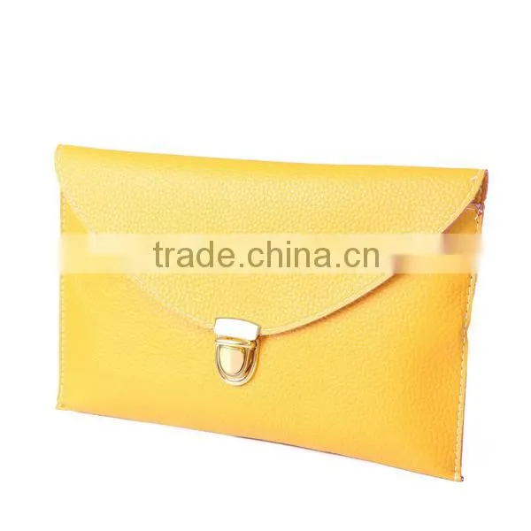 Fashion Yellow Evening Bags Envelope Clutch Crossbody Satchel Purse Leather Lady Bag photo-3
