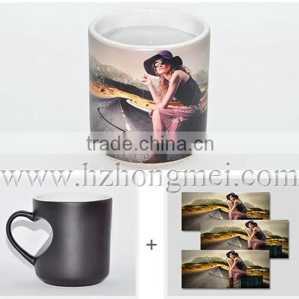 DIY 2015 New High Quality 11oz Sublimation Color Changing Mug Heart Shape Handle photo-5