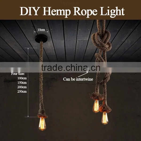 Retro DIY Art Hemp Rope Pendant Light 200cm Creative Art Chandelier Dining Room LED Droplight photo-5