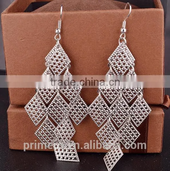 Indian 18k Gold Rhombic Tassel Long Earrings Eardrop Wholesale photo-6