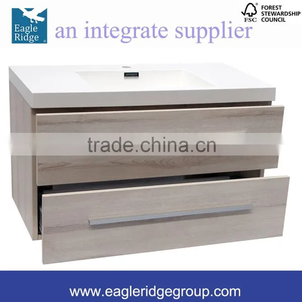 Double Drawers Vanity, Wall Hung Vanity, Wood Grain Bathroom Vanity K900P photo-3