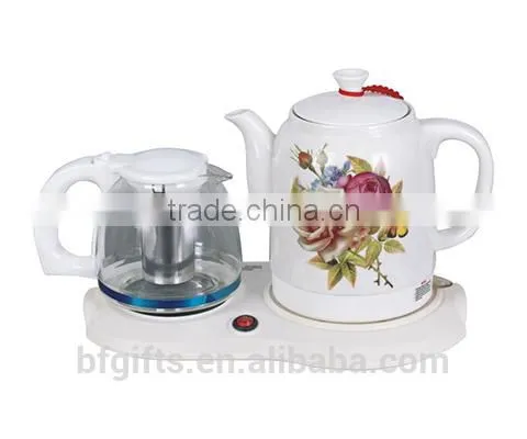Enamel Kettle Set/ Ceramic LED Electric Kettle/ White High Quality Teapot Set/ 2015 New Design photo-6