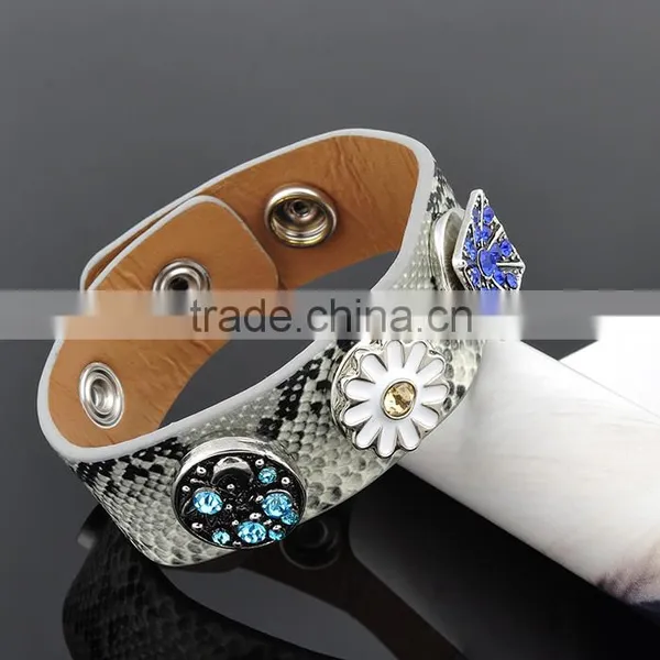 Wholesale Leather Wrap Bracelet With Snap Button Jewelry Fit For Button photo-2