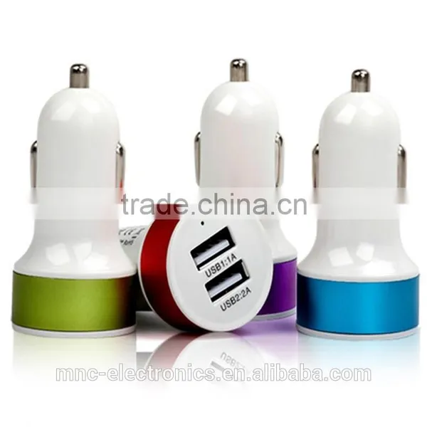 Hot Selling Colorful Dual Usb Output 2.1A Fast Charging Custom Logo Printing Circular Shape Auto Usb Car Charger photo-5