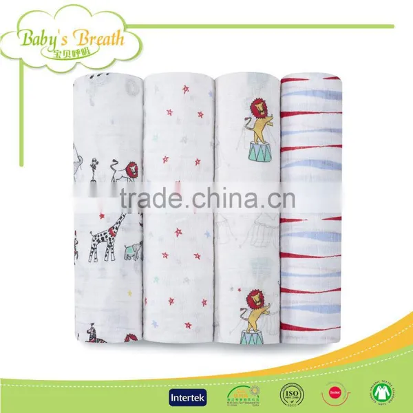 MS-24 Anti-bacterial Good Breathable Cheap Swaddle Blanket Printed Muslin Cotton Cloths Baby Towel photo-5