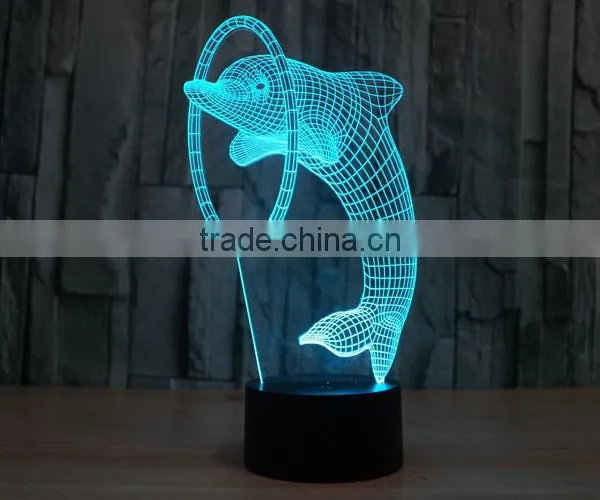 3D Illusion Led Night Light 7colors Dolphin Lamp Table Novelty Products Christmas Lights With Touch Button Children Night Light photo-4
