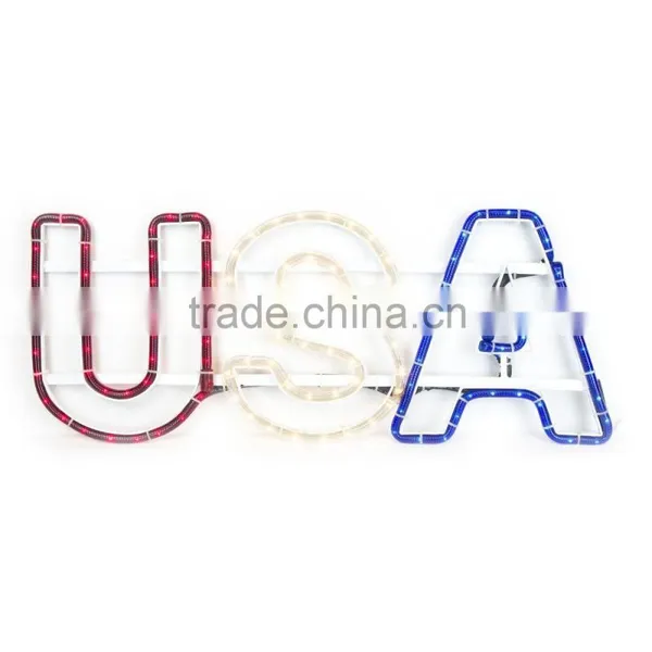 USA Letter Incadescent Rope Light Red White Blue LED Motif Rope Light USA Letter Decoration Small photo-2