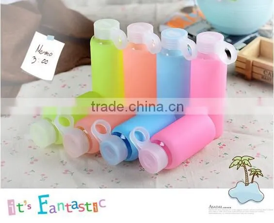 Colorful High Borosilicate Glass Water Bottle With Silicone Sleeve and Handle photo-5