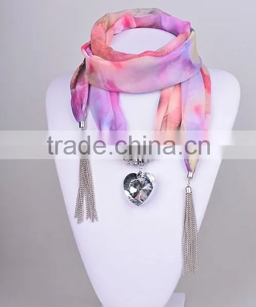 2016 New Collections Heart Shaped Pendant Jeweled Shawls Scarves photo-6