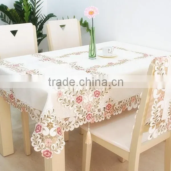 New Design Cheap Polyester Flower Design Embroidery Table Linen photo-3