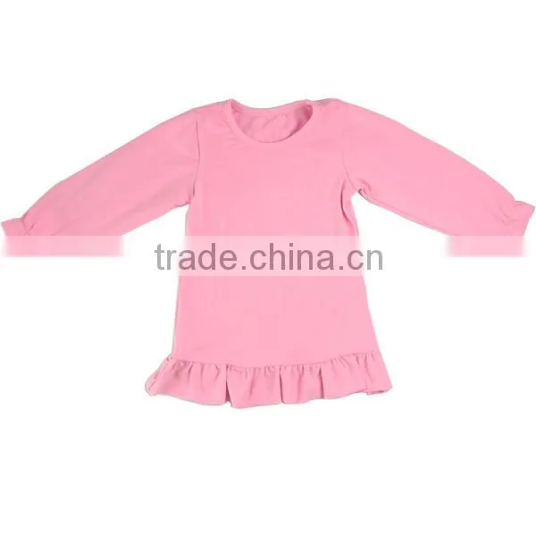 Wholesale 2016 Hot Sale Baby Girl Pure Color Baby Shirt Top Cotton Ruffle Pure Color Baby Shirt photo-2