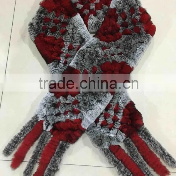Factory Price Lastest Design Fur Scarf Shawl / Rex Rabbit Fur Scarf photo-2