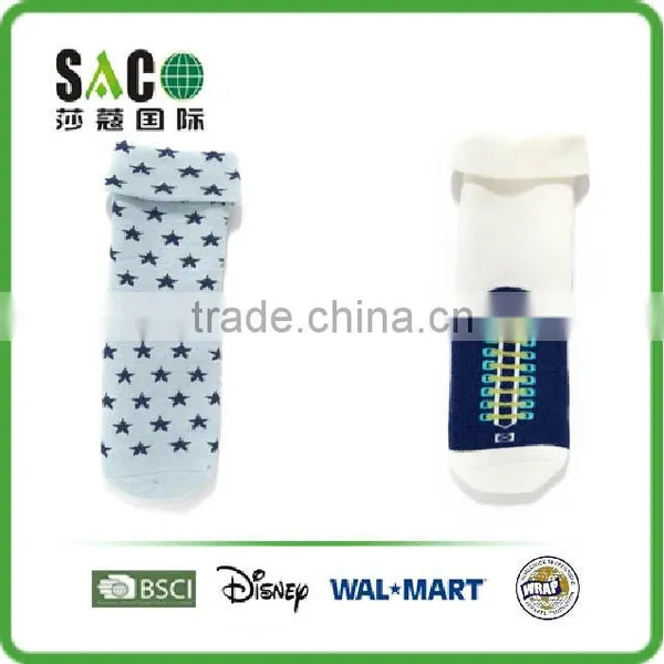 Star and Shoelace Terry Anti Baby Socks