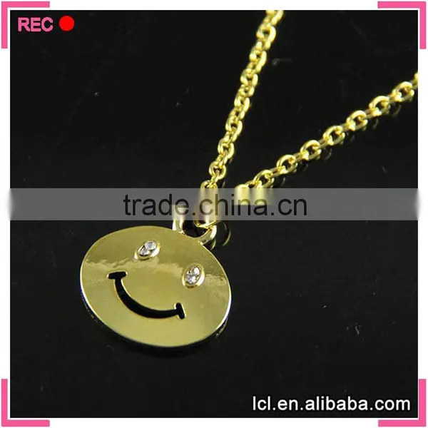Latest Design Imitation Gold Necklace for Women, Smile Face Pendant Female Necklace Gold photo-2