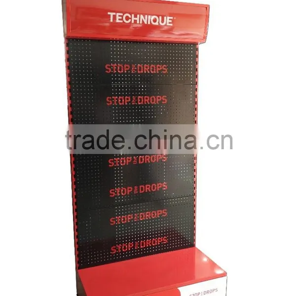 Metal Gondola Floor Display Stand /Hardware Tools Display Shelf With Hooks and Sticker for Logo photo-2